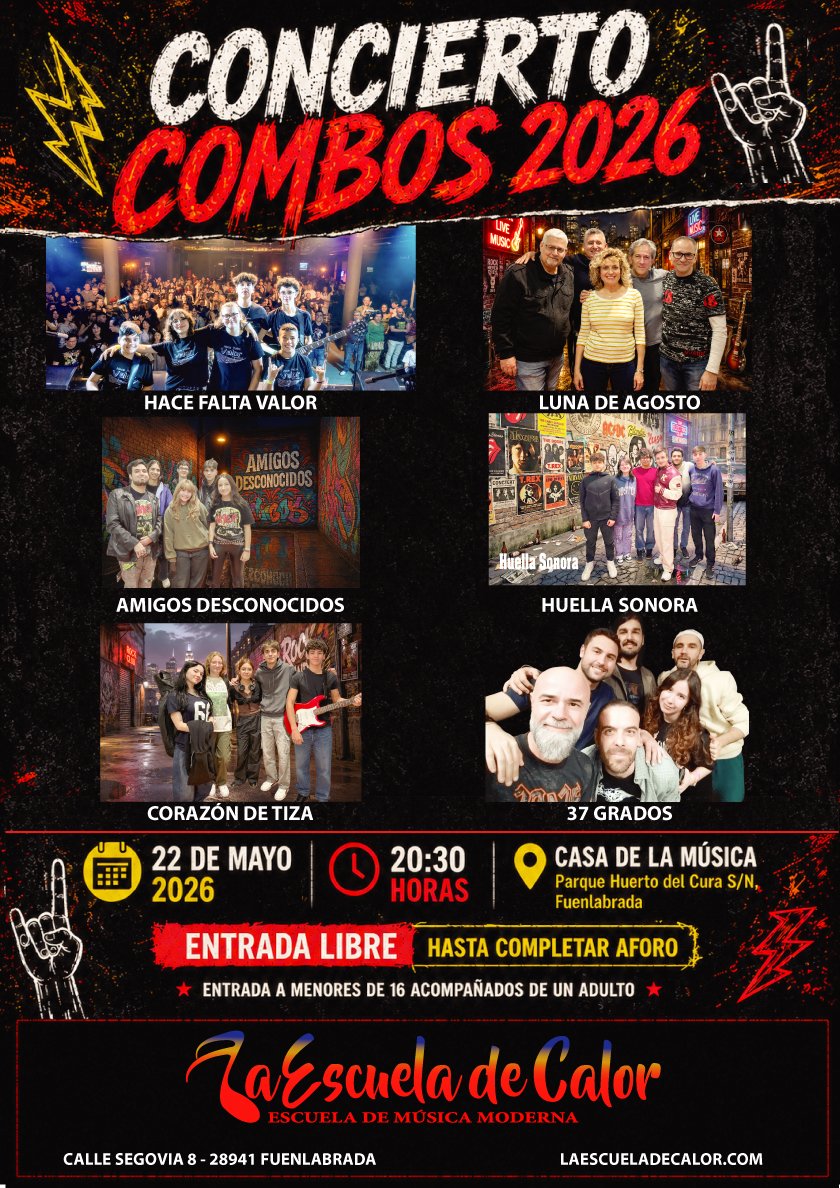 Cartel concierto combos 2026